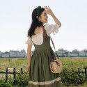 Cotton and linen retro first love girl heart tie dress 