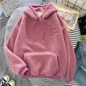 Imitation cashmere sweater women's Korean fashion students loose bf lazy autumn and winter plush thickened hoodie top 