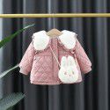 Winter girls' thickened cotton clothes new large lapel cartoon outerwear foreign style honing cotton rhombus plush cotton clothes 