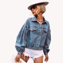 Casual street trendsetter loose and versatile short denim jacket 