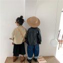 Spring New Korean Children's Leather Coat for Boys and Girls Handsome Motorcycle Leather Coat Jacket Fashion