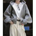 Early Spring New Air Sense Hooded Drawstring Sweater Design Sense Korean Sporty Loose Thickened Casual Coat Women 