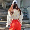 Fashion hooded cardigan zippered plush sweater Women's slim casual coat 