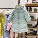 Girls' Children's Down Coat Winter New Korean Edition Girls' Mid length Over Knee Hooded Thickened Children's Coat