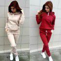 New Sweater Set Women's Long Sleeve Hooded Women's Top Casual Color Matching Pullover 