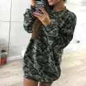 European and American winter new casual round-neck solid color medium length sweater dress for women 