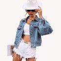 Casual street trendsetter loose and versatile short denim jacket 