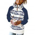 Printed Hooded Drawstring Sweater Loose Pullover Casual Sweater Women 