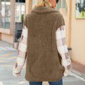 Autumn Women's Coat Plush Coat Polo Collar Long Sleeve Double sided Fleece Panel Flannel Plaid Long Shirt