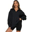 Lapel Large Sweater Women's Solid Loose Versatile Top