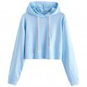 Spring New Solid Hooded Pullover Women 