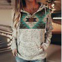 Hoodie Casual Loose Sleeve Drawstring Pullover Sweatshirt With Pocket Print Top Sweatshirt 