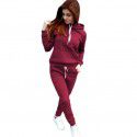 New Sweater Set Women's Long Sleeve Hooded Women's Top Casual Color Matching Pullover 