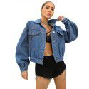 Casual street trendsetter loose and versatile short denim jacket 