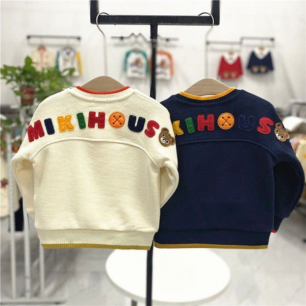 Winter New Boys and Girls' Long sleeved Colored Cartoon Loose Relaxed Sweater Fashion