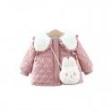 Winter girls' thickened cotton clothes new large lapel cartoon outerwear foreign style honing cotton rhombus plush cotton clothes 