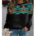 New Women's Vintage Western Ethnic Geometric Printing Women's Sweater