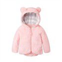 Baby cotton plush jacket with lining for warmth and bear shape