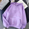 Autumn and Winter New Loose Top Korean Solid Color Plush Thickened Hooded Sweater Women 