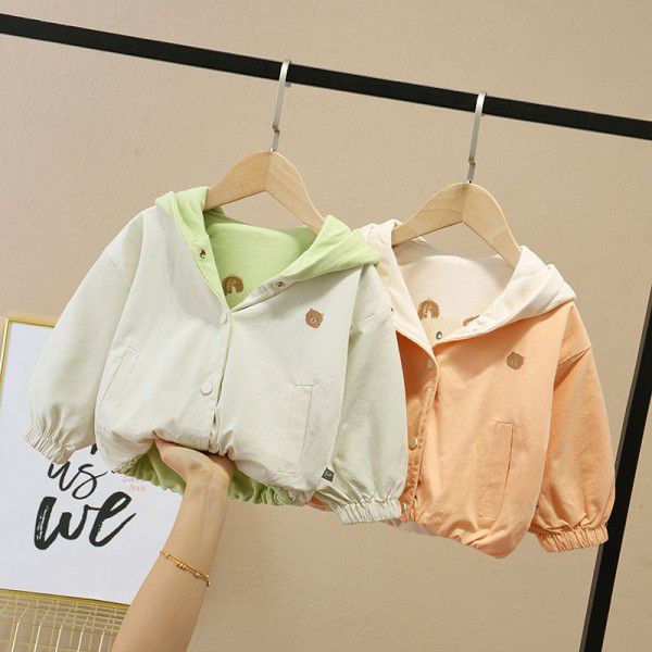 Girls' coat winter Korean version children's windbreaker foreign style hooded coat cartoon fashion