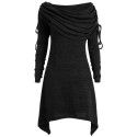 Autumn European and American women's long-sleeved pleated collar casual lengthened fashion sweater 