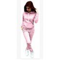 New Sweater Set Women's Long Sleeve Hooded Women's Top Casual Color Matching Pullover 