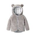 Baby cotton plush jacket with lining for warmth and bear shape