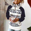 Printed Hooded Drawstring Sweater Loose Pullover Casual Sweater Women 