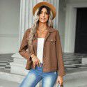 Autumn and Winter New Corduroy Coat European and American Women's Fashion Versatile Jacket 