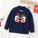 Spring Chinese Children's Unisex Sweater Solid Color Cute Cotton Long Sleeve Tang Suit Collar Baby New Year Cardigan