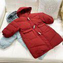 Girls' Children's Down Coat Winter New Korean Edition Girls' Mid length Over Knee Hooded Thickened Children's Coat