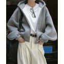 Early Spring New Air Sense Hooded Drawstring Sweater Design Sense Korean Sporty Loose Thickened Casual Coat Women 