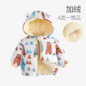 Baby's down cotton jacket, autumn and winter outdoor wear, foreign style plush hooded jacket, cute warm winter coat for boys and girls 