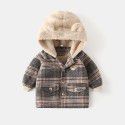 Children's coat Children's plaid coat Boys' thickened warm long-sleeved hoodie Girls' winter windbreaker trend 