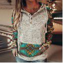 Hoodie Casual Loose Sleeve Drawstring Pullover Sweatshirt With Pocket Print Top Sweatshirt 