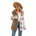 Autumn Women's Coat Plush Coat Polo Collar Long Sleeve Double sided Fleece Panel Flannel Plaid Long Shirt