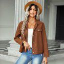 Autumn and Winter New Corduroy Coat European and American Women's Fashion Versatile Jacket 