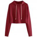 Spring New Solid Hooded Pullover Women 