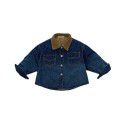 Kara boys and girls Korean version plus cotton thickened denim shirt Children's casual denim long-sleeved coat Korean versatile style 