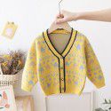 Cartoon sweater cardigan Korean version autumn/winter outfit baby knitted V-neck outerwear for children