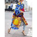 Autumn style flared sleeve jacket printed loose windbreaker for women