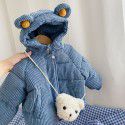 Children's Winter Boys' Hooded Thickened plush Cotton Coat New Children's Winter Clothing Baby Warm Cotton Coat Coat