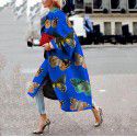 Autumn style flared sleeve jacket printed loose windbreaker for women