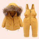 Children's down jacket set, new men and women's short hooded collar, baby and young children's Korean version thick coat 