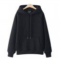 Cotton casual hooded pullover thickened plush solid color new spring and autumn versatile loose Japanese women's sweater 