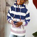 Printed Hooded Drawstring Sweater Loose Pullover Casual Sweater Women 