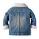 Winter New Children's Imitation Lamb Wool Lined Warm Denim Coat Fashion Korean Thickened Denim Top