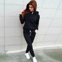 New Sweater Set Women's Long Sleeve Hooded Women's Top Casual Color Matching Pullover 