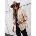 Autumn and winter long-sleeved double-breasted suit collar printed jacket for women 