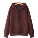 Cotton casual hooded pullover thickened plush solid color new spring and autumn versatile loose Japanese women's sweater 